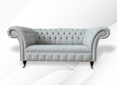 Chesterfield 2-seater living room couch sofa upholstery textile fabric suite new